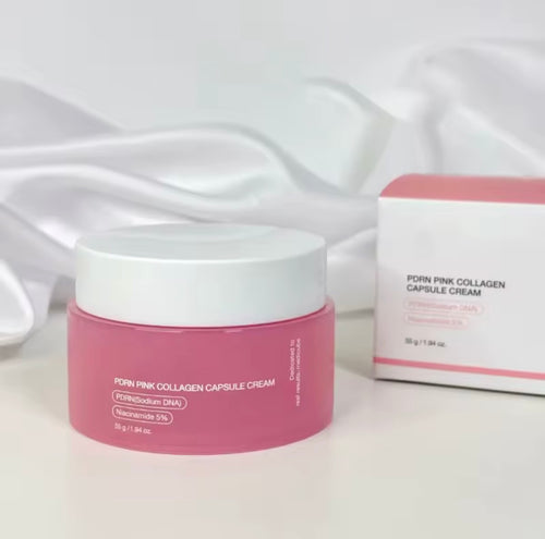 Crème Coréenne au Collagène Rose PDRN en Capsules avec Niacinamide pour un Teint Uniforme, Hydratant Léger Non Gras pour le Visage
